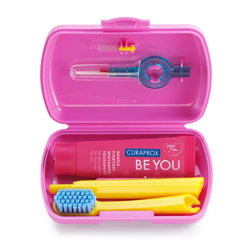 CURAPROX Travel Set Pink I Includes CS 5460 Travel Toothbrush, 10ml Be You Toothpaste, CPS Prime 07 & 09 Interdental Brushes I Compact Oral Care Kit for On-the-Go - Image 2